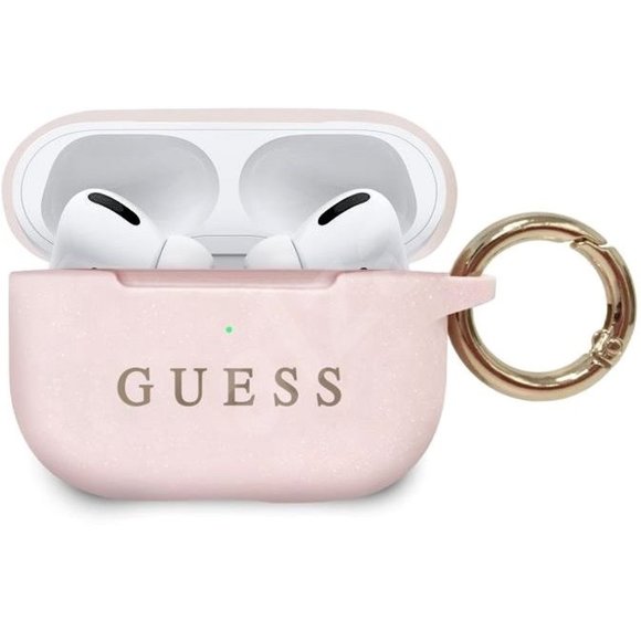 GUESS Pink Gold Glitter AirPod PRO Keychain Case - Picture 8 of 13